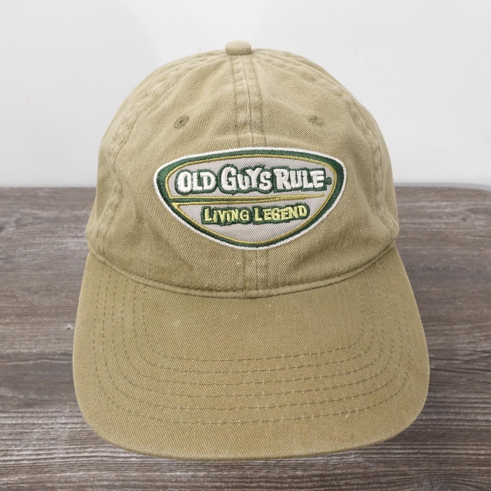 Old Guys Rule Hat Cap Strap Back One Size Green Cotton Twill Adjustable